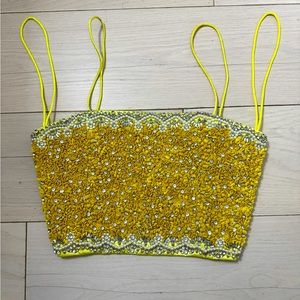Alice + Olivia Ceresi Embellished Bandeau Top - Yellow (Size 4)